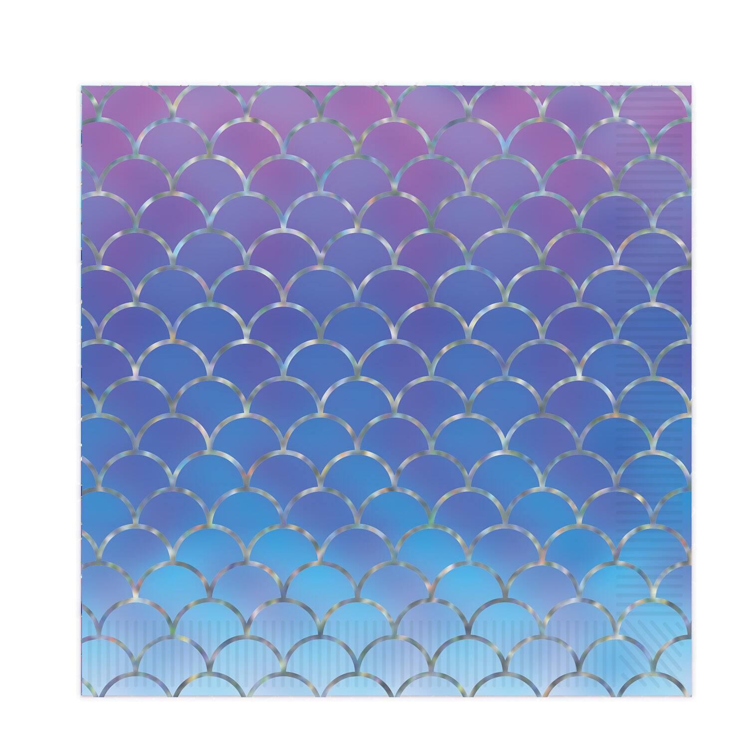 Front. The Beistle Company - Mermaid Scales Luncheon Napkins (Pack of 12) - Multicolor.