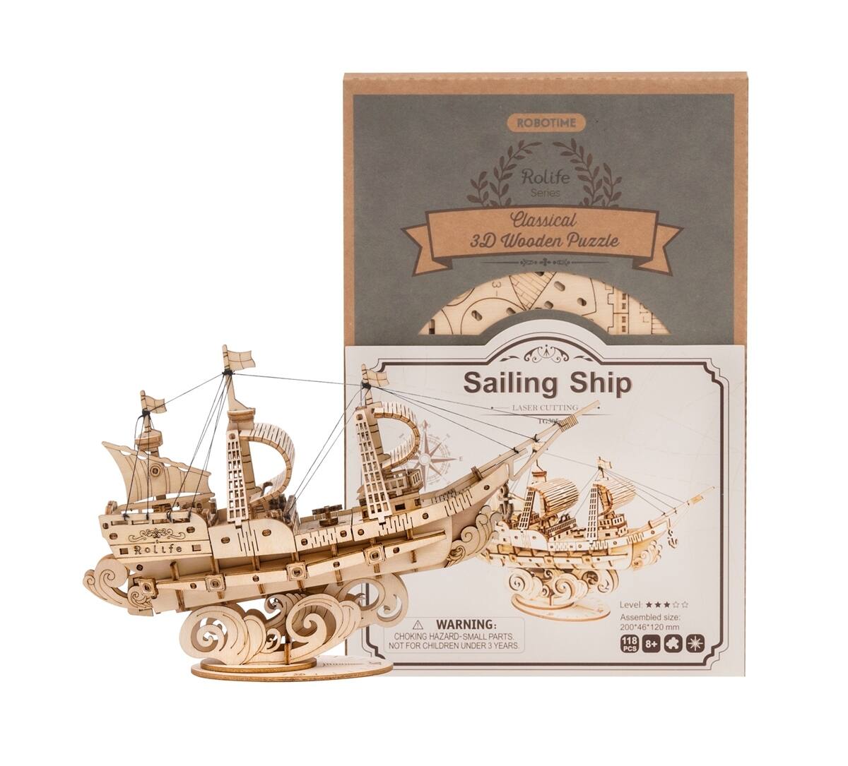 Back. 3D Puzzle - DIY 3D Puzzle - Sailing Ship - 118pcs.