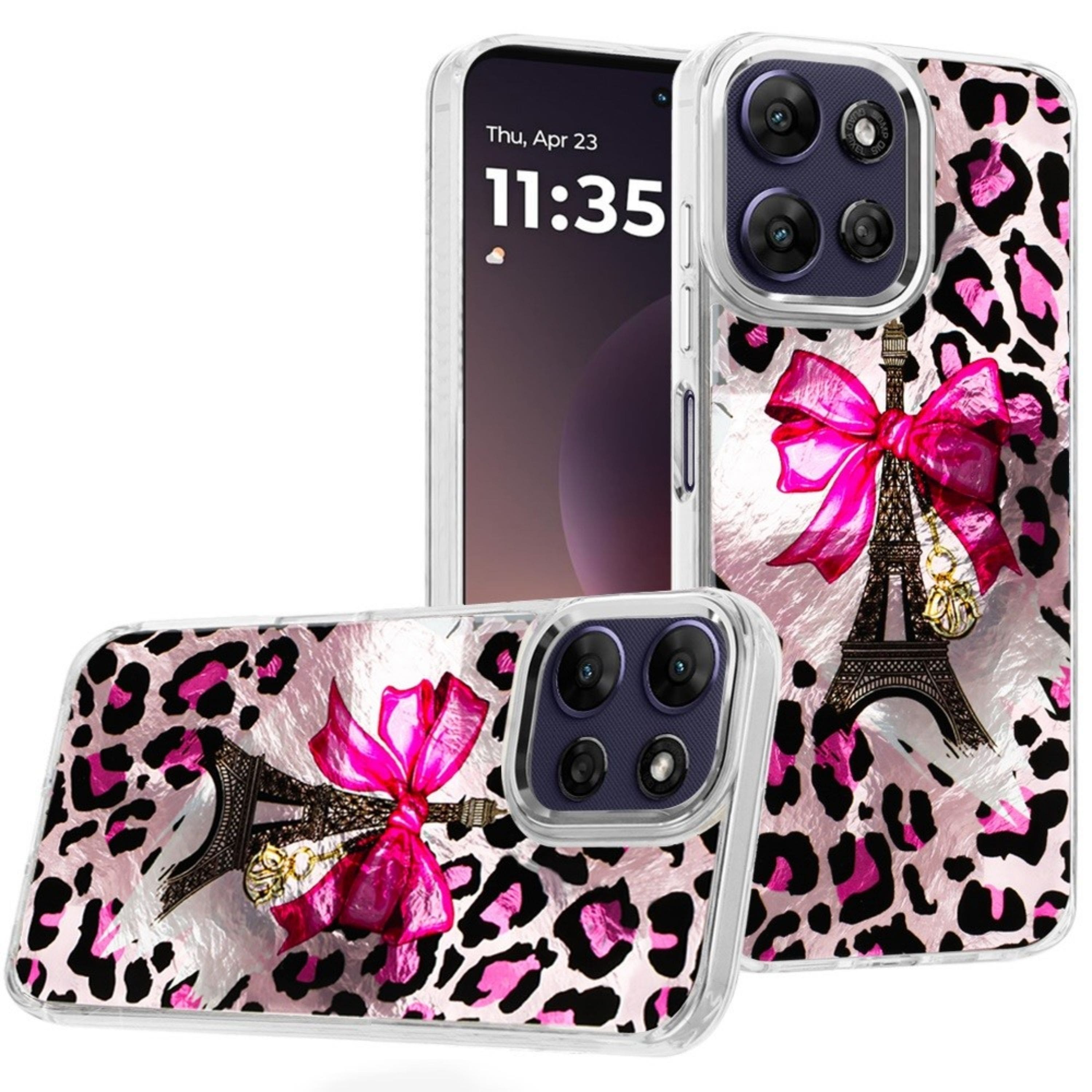 Kitcheniva - Fashionable Printed Metal Button Cover With Tempered Glass For Moto G Power 2025/2026 K - Multicolor
