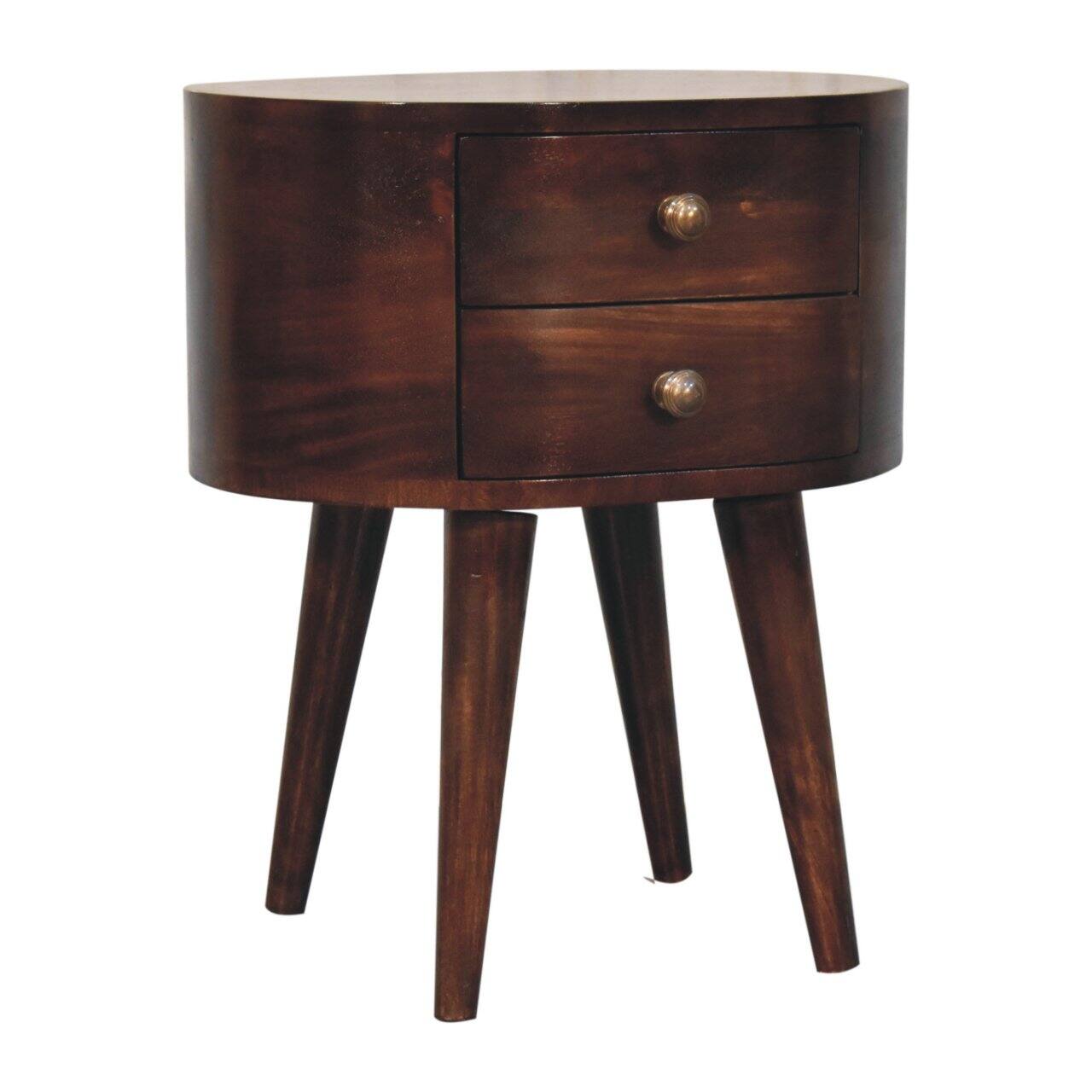 Angle. Artisan Furniture - Artisan Furniture Solid Wood California Walnut Rounded Bedside Table, 2 Drawers, Dark Brown - Dark Brown.