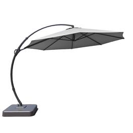 Yardgrace - 12 ft. Heavy Duty Cantilever Patio Umbrella with Base and 360 Rotation for Outdoor Backyard and Pool - Gray