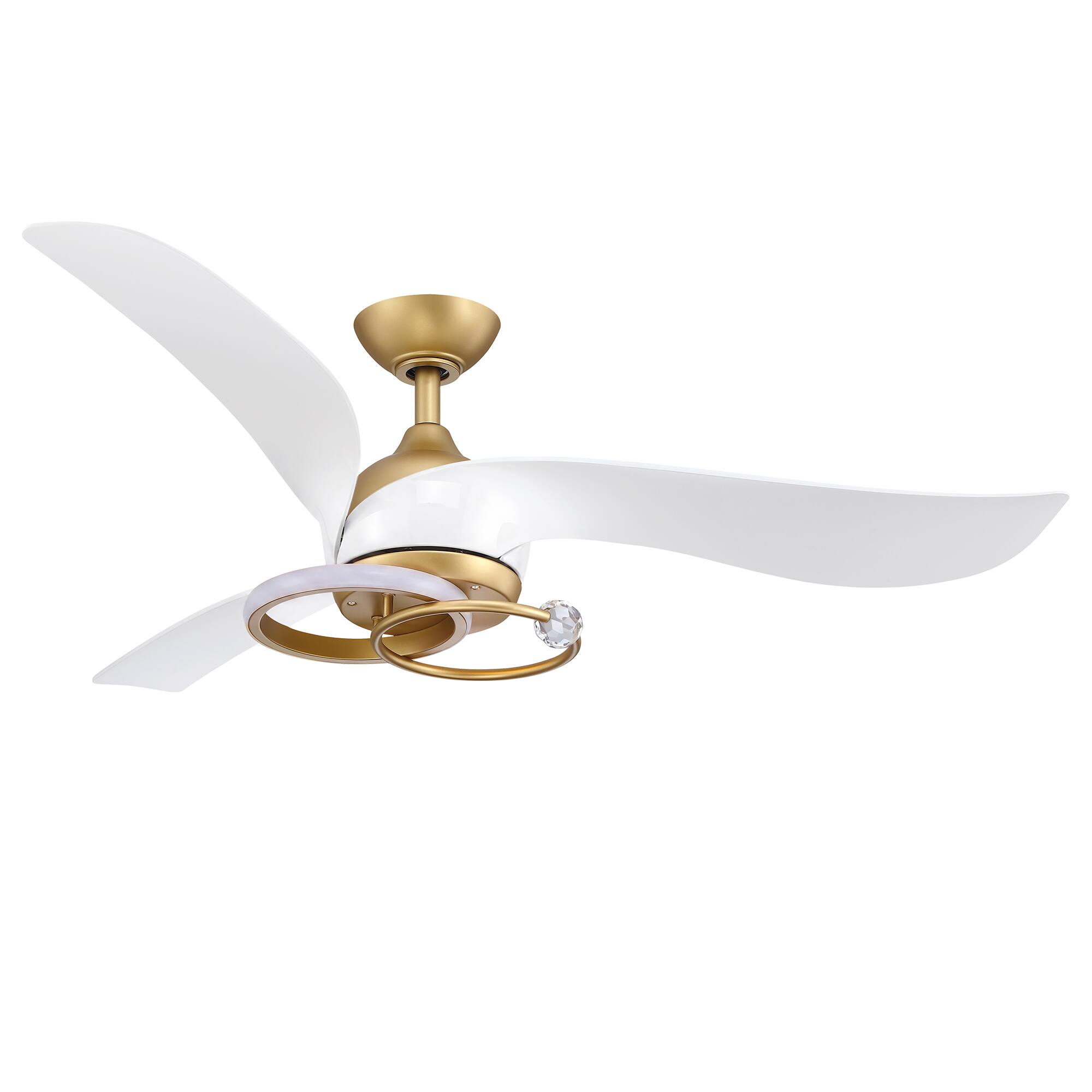 Alt View 7. Parrot Uncle - 52 Inch Modern Luxury 3 Blade Ceiling Fan with Dual Ring Crystal LED Light 6 Speed DC Motor and Remote Control - White.