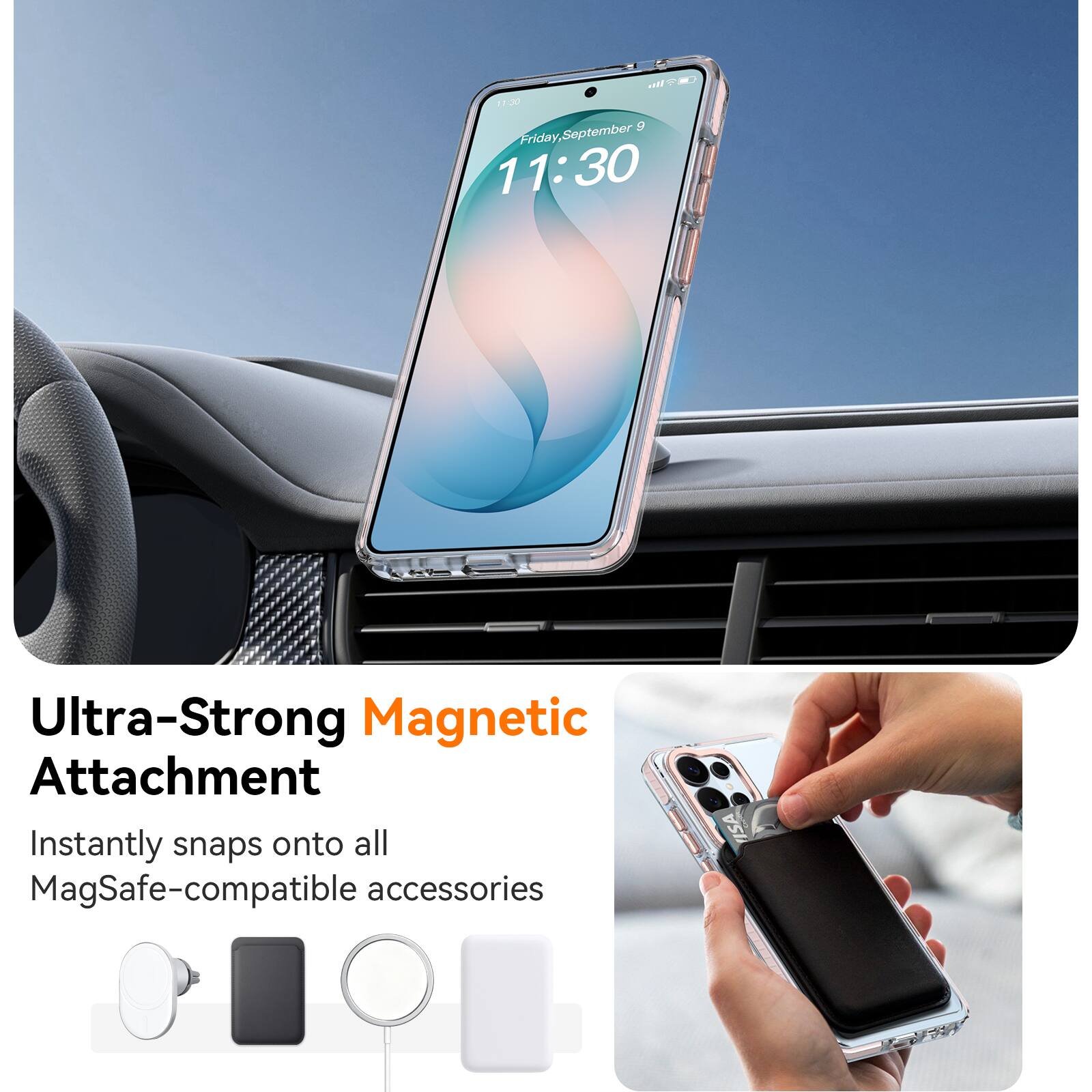 all 11:30 9 Friday, September 11:30

Ultra-Strong Magnetic Attachment
Instantly snaps onto all MagSafe-compatible accessories