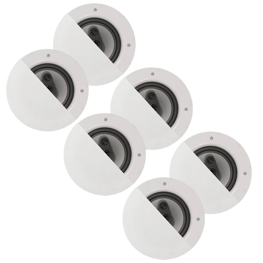 Acoustic Audio by Goldwood - CSic64 Frameless in Ceiling 6.5" Speaker 3 Pair Pack 3 Way Home Theater Speakers - Paintable White