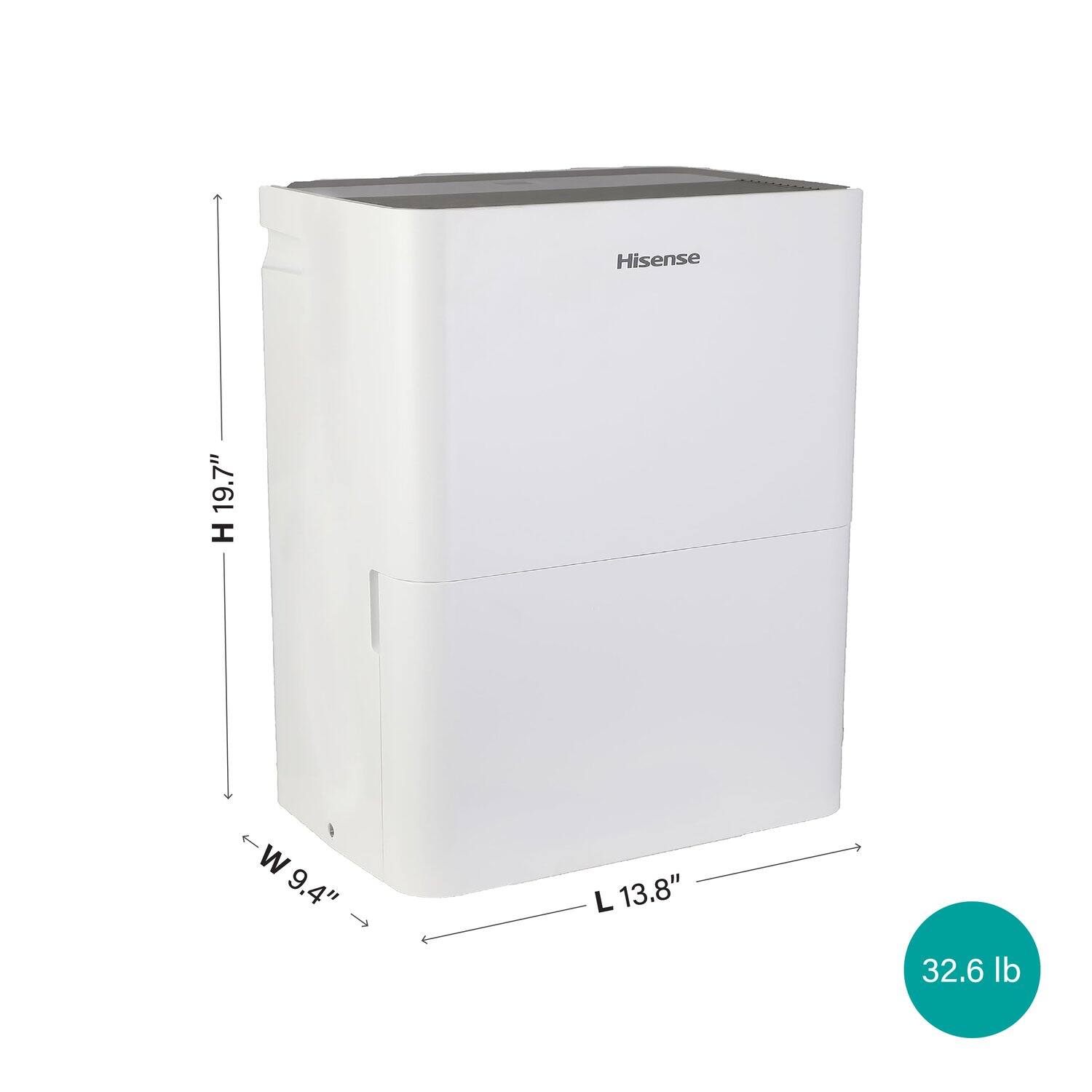 Hisense 19.7" H x 9.4" W x 13.8" L, 32.6 lb