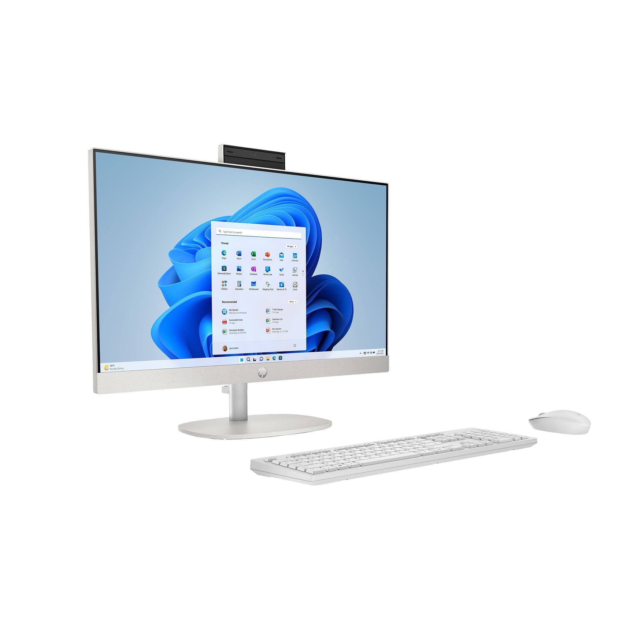 Back. HP - HP 24-CR00 All-in-One Desktop, 23.8" FHD Touch, i3-N300, 8GB, 256GB, W11 - White.