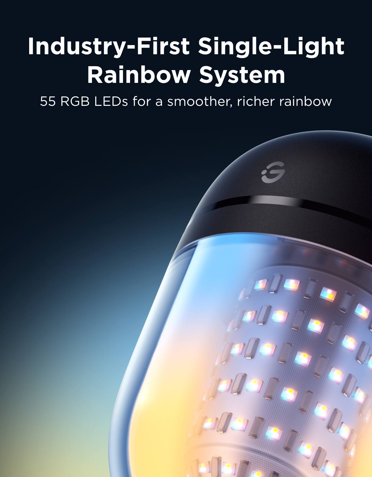 Industry-First Single-Light Rainbow System  
55 RGB LEDs for a smoother, richer rainbow