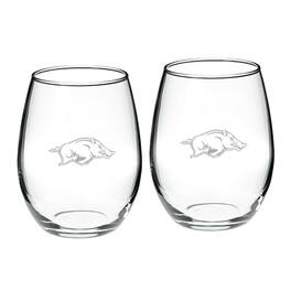 Jardine - Arkansas Razorbacks 21oz. 2-Piece Stemless Wine Glass Set - Multicolor