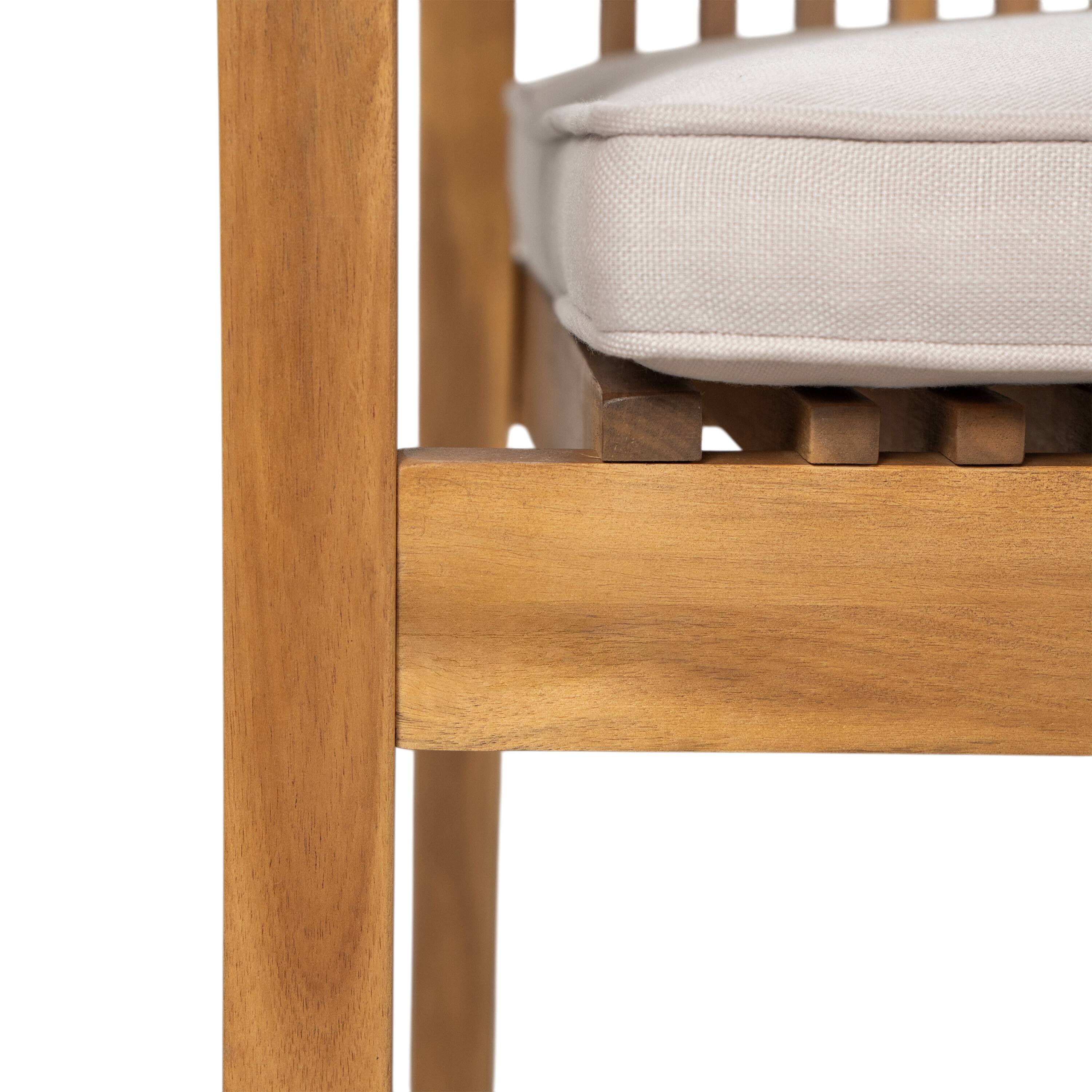 Alt View 6. Mondawe - Set of 2 Acacia Wood Patio Dining Chairs - Beige+Natural.