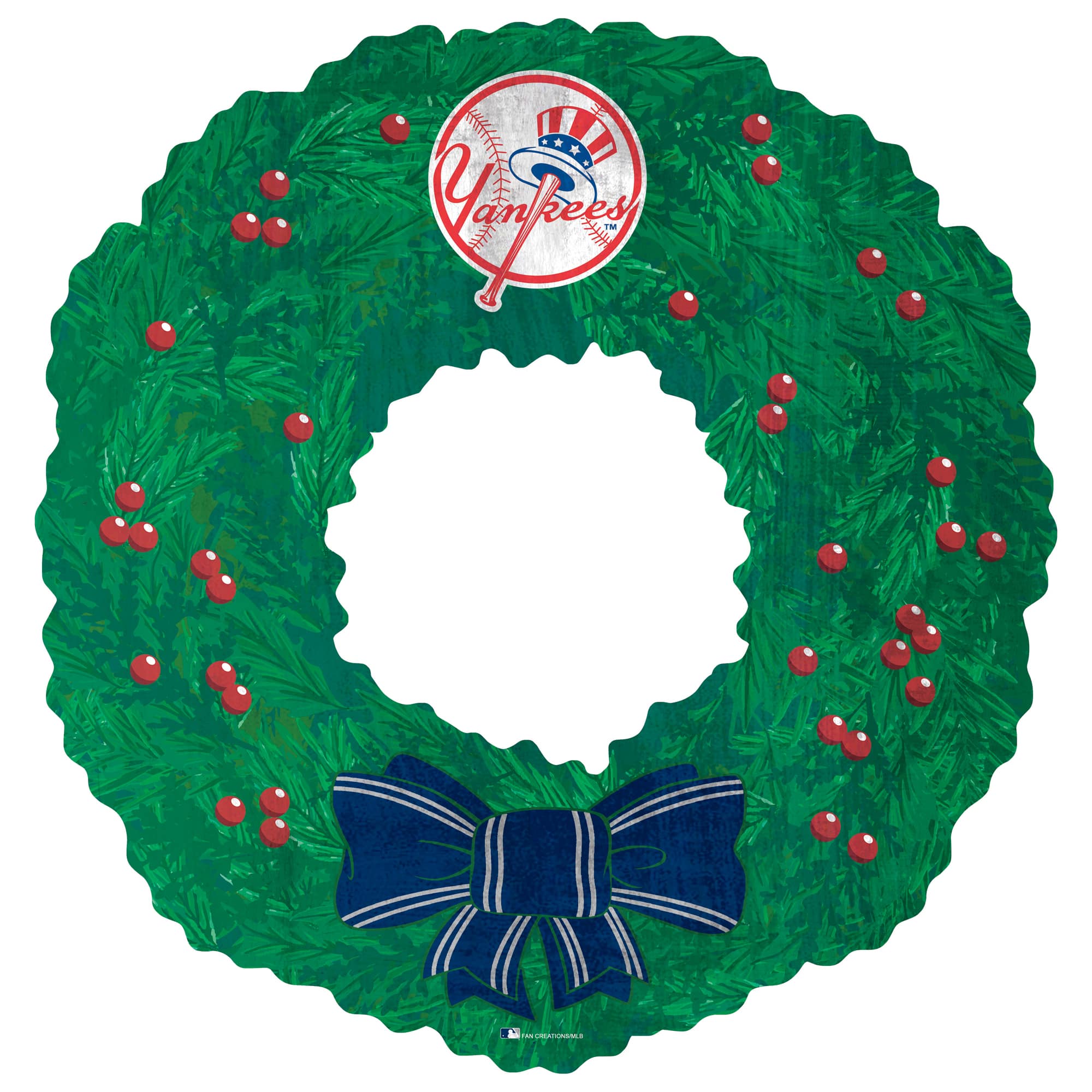 Front. Fan Creations - New York Yankees 16'' Team Wreath Sign - Green.
