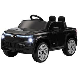 BreeBe - Qaba 12V Chevrolet Silverado EV RST Kids Electric Car with Remote, Suspension, Soft Start, LED Lights, Music, 3 Speeds - Black