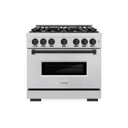ZLINE - Autograph Edition 36" Classic Gas Range w/ 6 Burners & Matte Black Accents (CGRZ-36-MB) - Stainless Steel