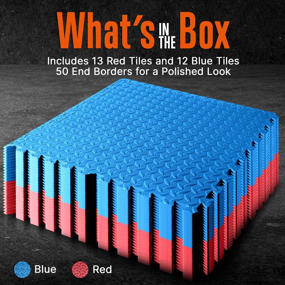 What's in the Box

Includes 13 Red Tiles and 12 Blue Tiles  
50 End Borders for a Polished Look

Blue  
Red