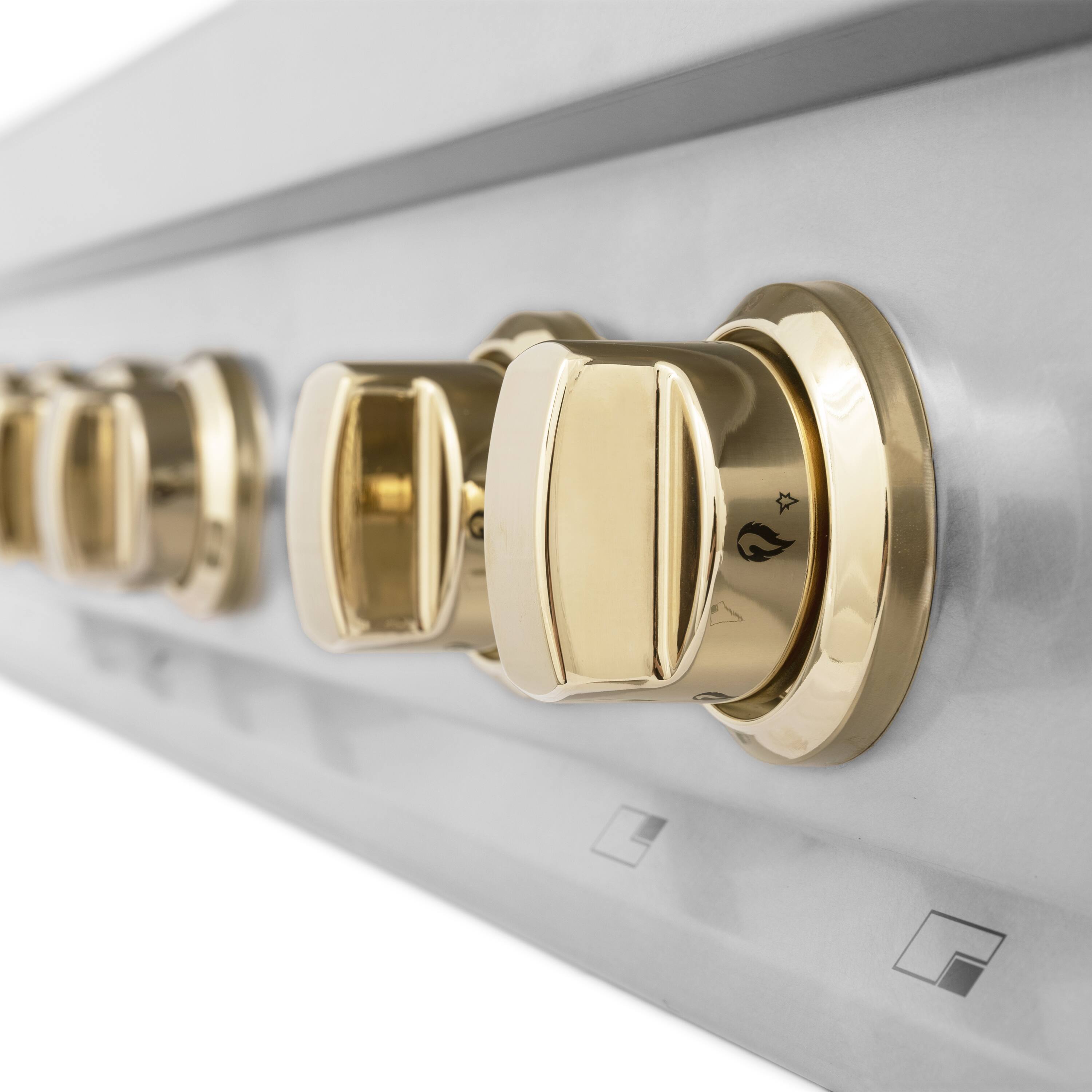 Alt View 1. ZLINE - ZLINE Autograph 36 in. Slide-In Classic Rangetop w/ 6 Burners in Stainless Steel & Polished Gold Accents - Stainless Steel.
