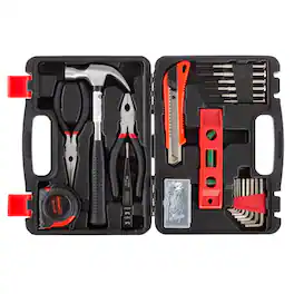 Stalwart - Tool Kit 102 Heat-Treated Pieces with Carrying Case Essential Steel Hand Tool and Basic Repair Set for Home - Black