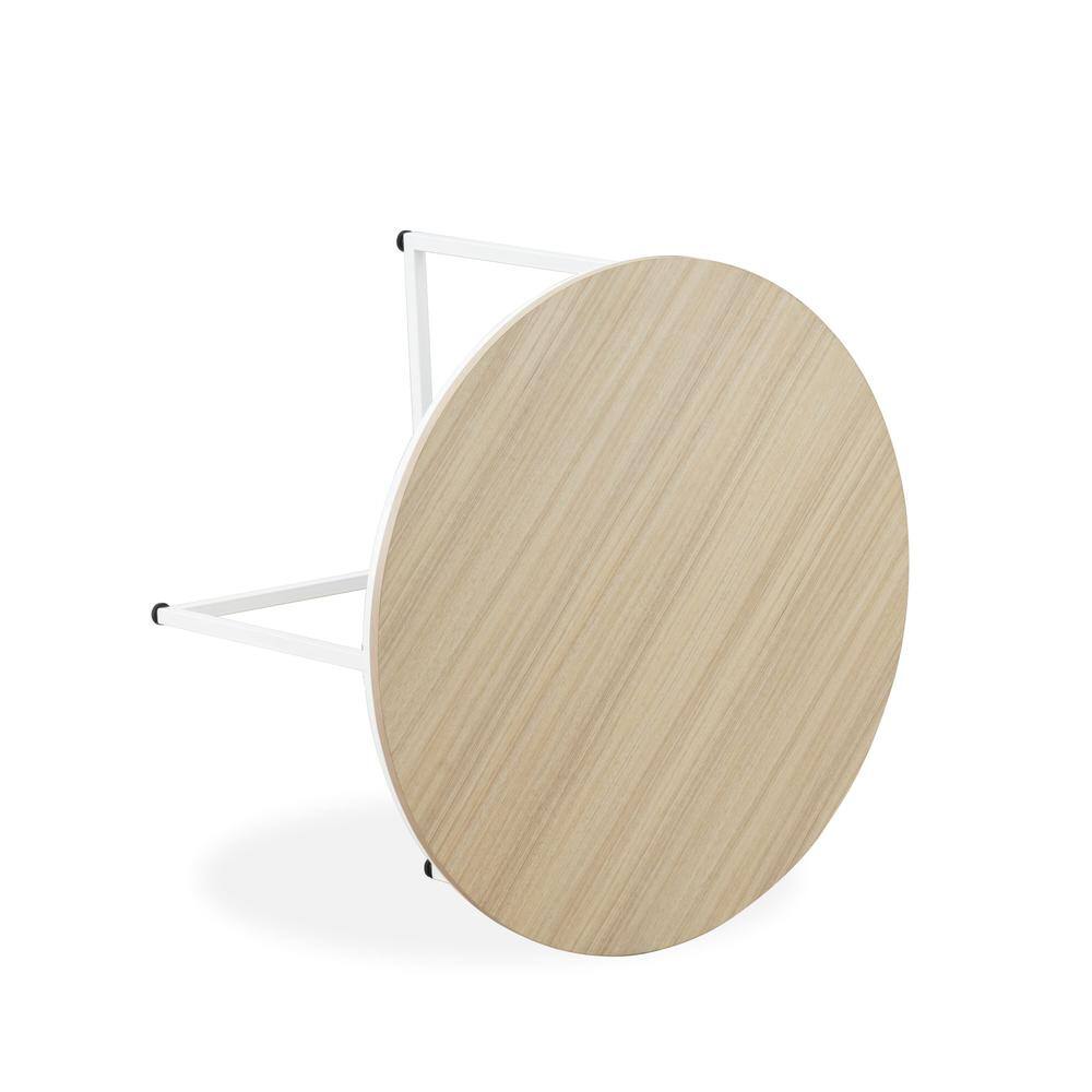 Angle. East West Furniture - Madison Round Coffee Table for Living Room, Mid Century Modern Coffee Table in Powder Coating White Color - White.