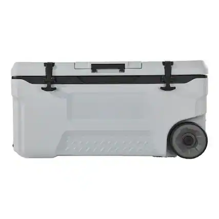 Front. Mirfee - 74 QT Wheeled Cooler with Pull Handle, Holds 120 Cans, Portable Insulated Ice Chest with Cup Holder - Gray.