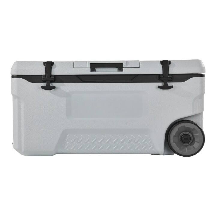 Front. Mirfee - 74 QT Wheeled Cooler with Pull Handle, Holds 120 Cans, Portable Insulated Ice Chest with Cup Holder - Gray.