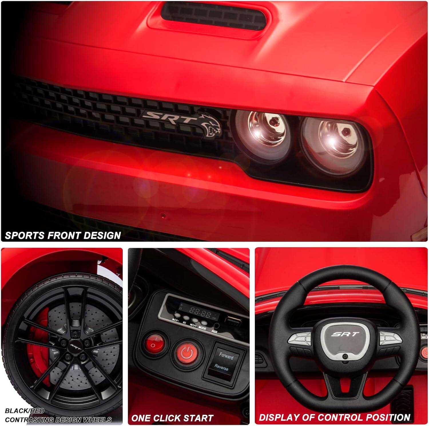 - SPORTS FRONT DESIGN
- BLACK/RED CONTRASTING DESIGN WHEELS
- ONE CLICK START
- DISPLAY OF CONTROL POSITION