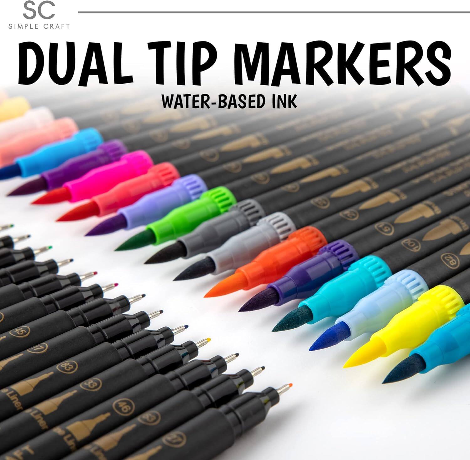 SC SIMPLE CRAFT  
DUAL TIP MARKERS  
WATER-BASED INK