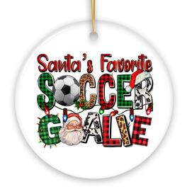 OrnamentallyYou - Santas Favorite Soccer Goalie Plaid Ornament Football Christmas Gift - Multi-colored