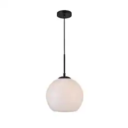 Living District - Baxter 1 Light Black Pendant With Frosted White Glass - Black And Frosted White