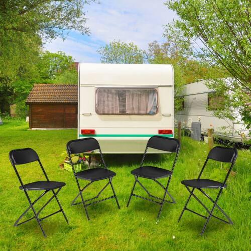 Alt View 9. Winado - Portable Plastic Folding Chair, 4PCS Commercial Seat with Steel Frame for Indoor Outdoor Wedding Party Picnic Dining - Black.