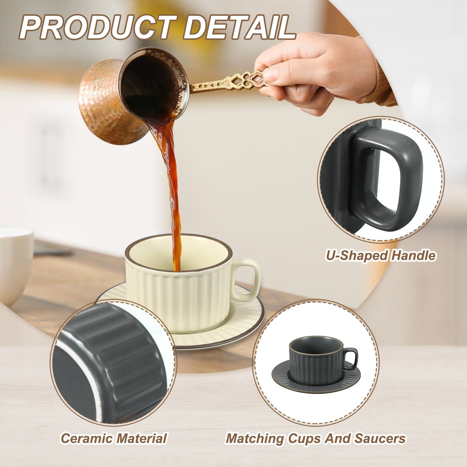 PRODUCT DETAIL

- U-Shaped Handle
- Ceramic Material
- Matching Cups And Saucers