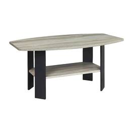 FurniFact - Coffee Table with Black Metal Legs and Minimalist Design - French Oak Grey