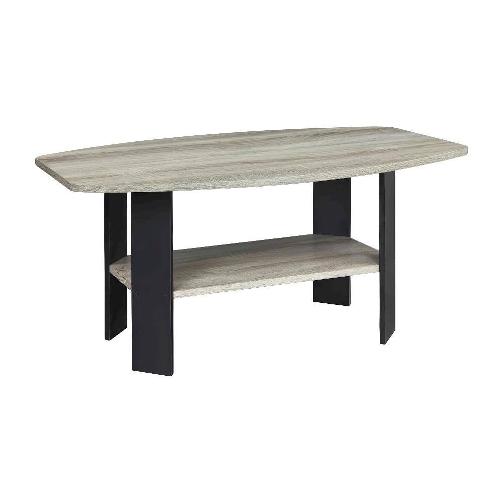 Angle. FurniFact - French Oak Grey Coffee Table with Black Metal Legs and Minimalist Design - French Oak Grey.