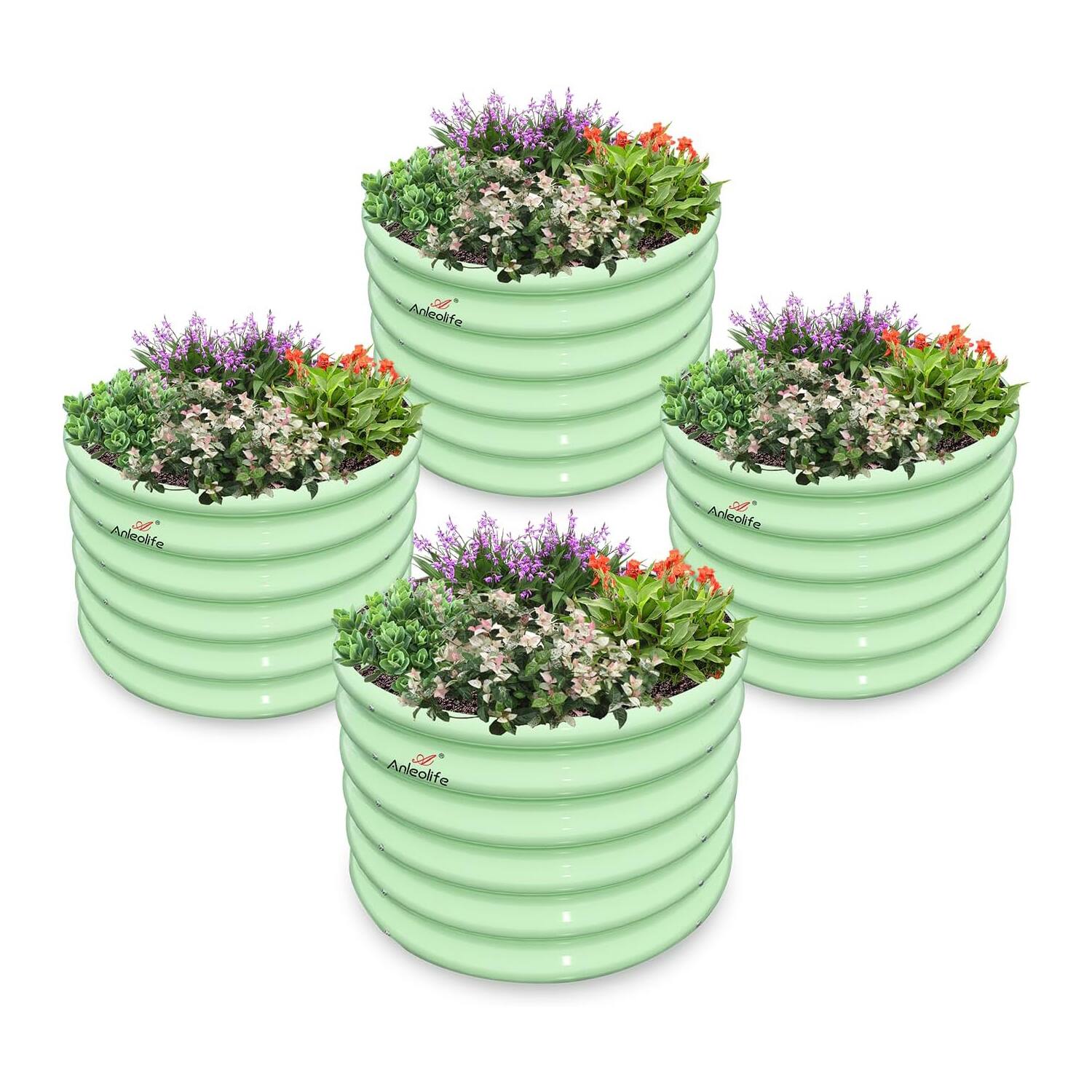 A Anleolife - 4-Pack Kids Mini Metal Circle Raised Garden Bed Planter Box for Vegetables (24 in. L x 24 in. W x 18 in. H) - Green price history on PriceWatchPro