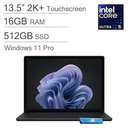 Microsoft - Upgraded - Surface Laptop 6 Notebook - 13.5" Touchscreen - 2K+ AI PC - Intel Core Ultra5 125H - 16GB RAM - 512GB SSD - Win 11Pro - Black