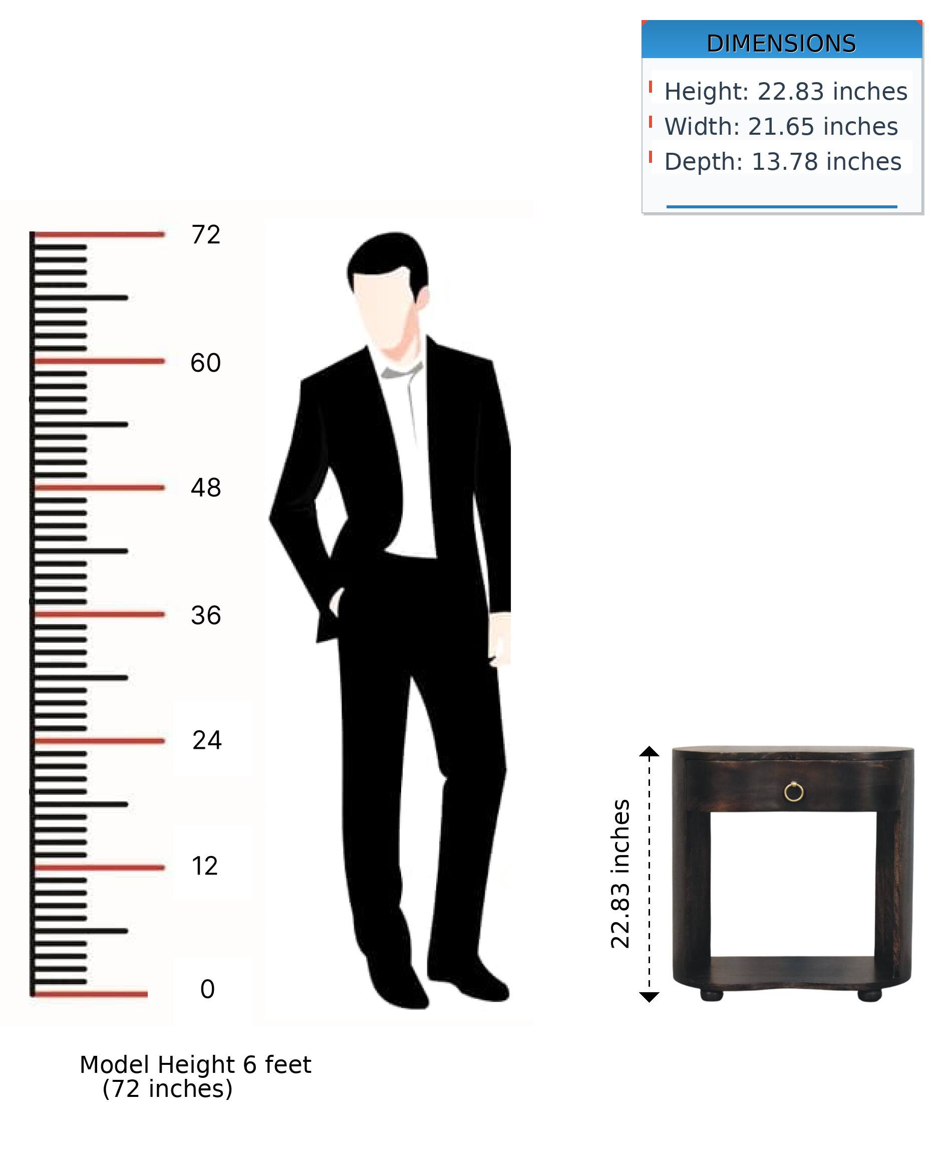 DIMENSIONS  
Height: 22.83 inches  
Width: 21.65 inches  
Depth: 13.78 inches  

Model Height 6 feet (72 inches)