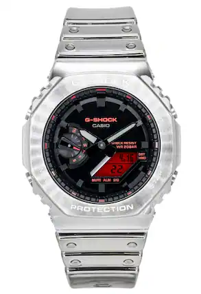 G-SHOCK G-SHOCK LIGHT CASIO SU 7 SHOCK RESIST WR 20BAR DST F .16 HND S M 22 ODE MUTE ALM SIG START PROTECTION