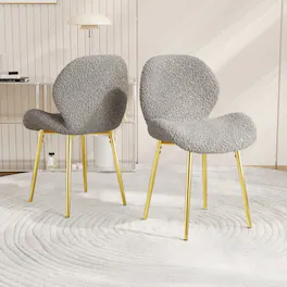 GOODSILO - Set of 2 Modern Velvet Dining Chairs with Sturdy Metal Legs and Ergonomic Backrest - Gray