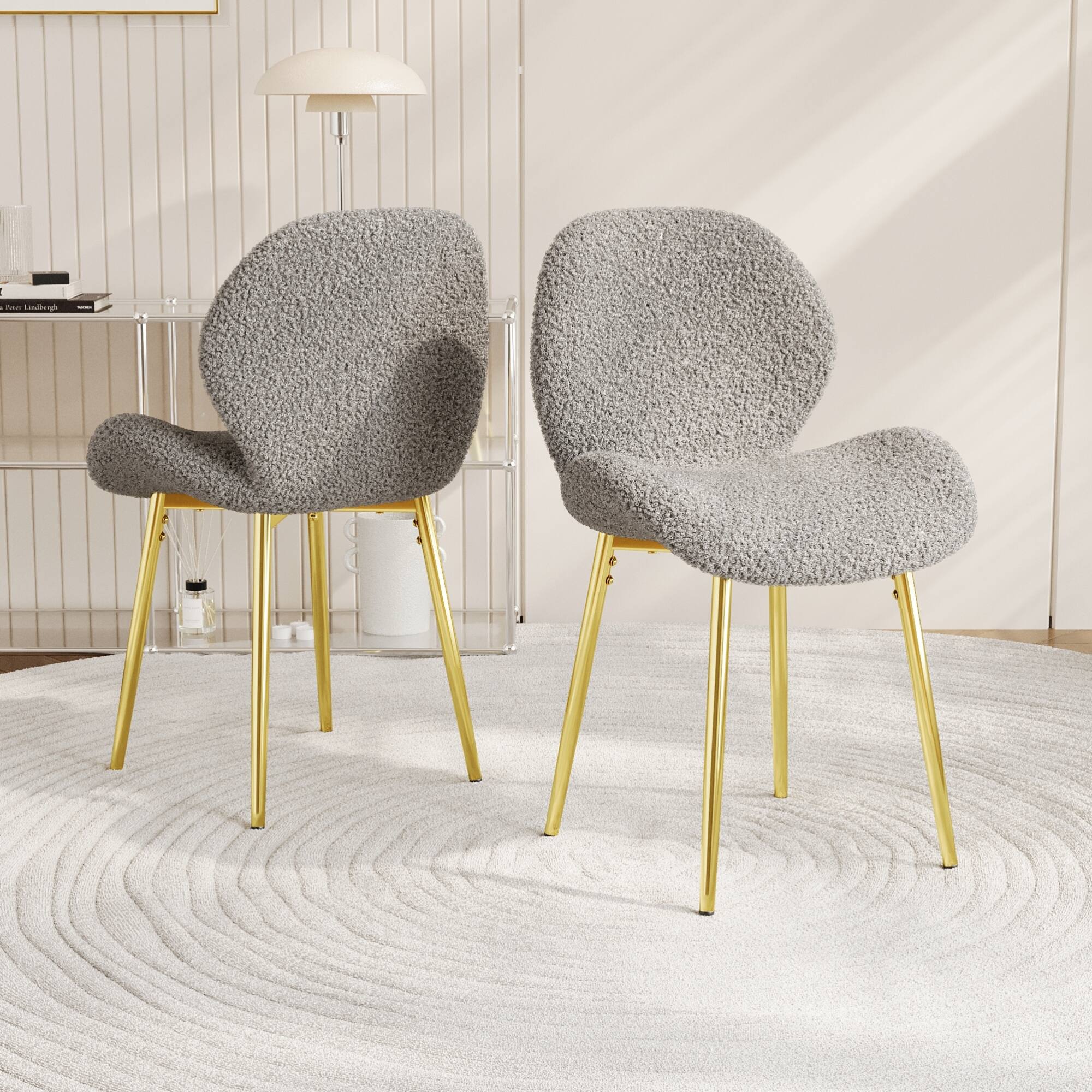 Front. GOODSILO - Set of 2 Modern Velvet Dining Chairs with Sturdy Metal Legs and Ergonomic Backrest - Grey.