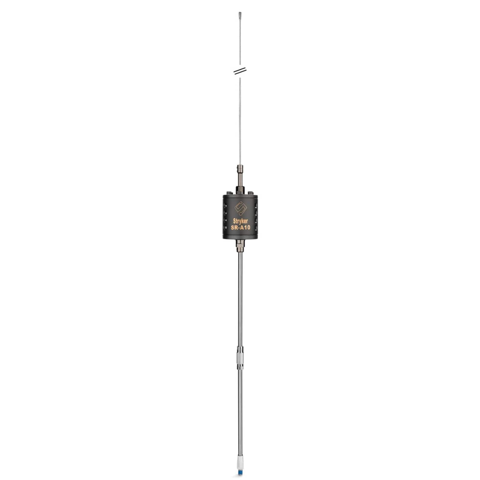 Stryker - SR-A10 Center Load CB 10-Meter Antenna, Trucker Semi Truck, 26-30 MHz Tunable, 3/8"-24 Thread, Stainless Steel, Blue LED - Gray