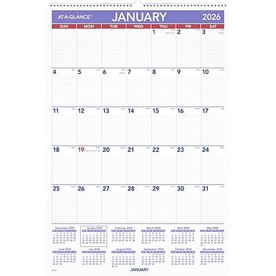 AT-A-GLANCE
JANUARY 2026
SUN MON TUE WED THU FRI SAT
1 2 3 4 5 6 7
8 9 10 11 12 13 14
15 16 17 18 19 20 21
22 23 24 25 26 27 28
29 30 31
December 31, 2025
New Year's Day
January 1, 2026
Martin Luther King Jr. Day
January 16, 2026
Presidents' Day
February 20, 2026
Valentine's Day
February 14, 2026
Washington's Birthday
February 20, 2026
Ash Wednesday
February 22, 2026
St. Patrick's Day
March 17, 2026
Good Friday
March 31, 2026
Easter Sunday
April 2