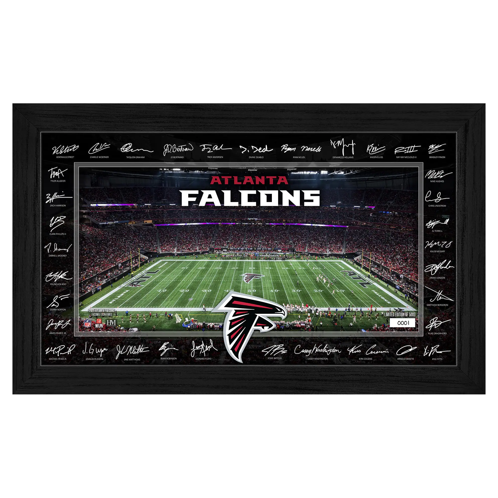 Atlanta Falcons 12" x 20" 2025 Signature Gridiron Panoramic Framed Photo