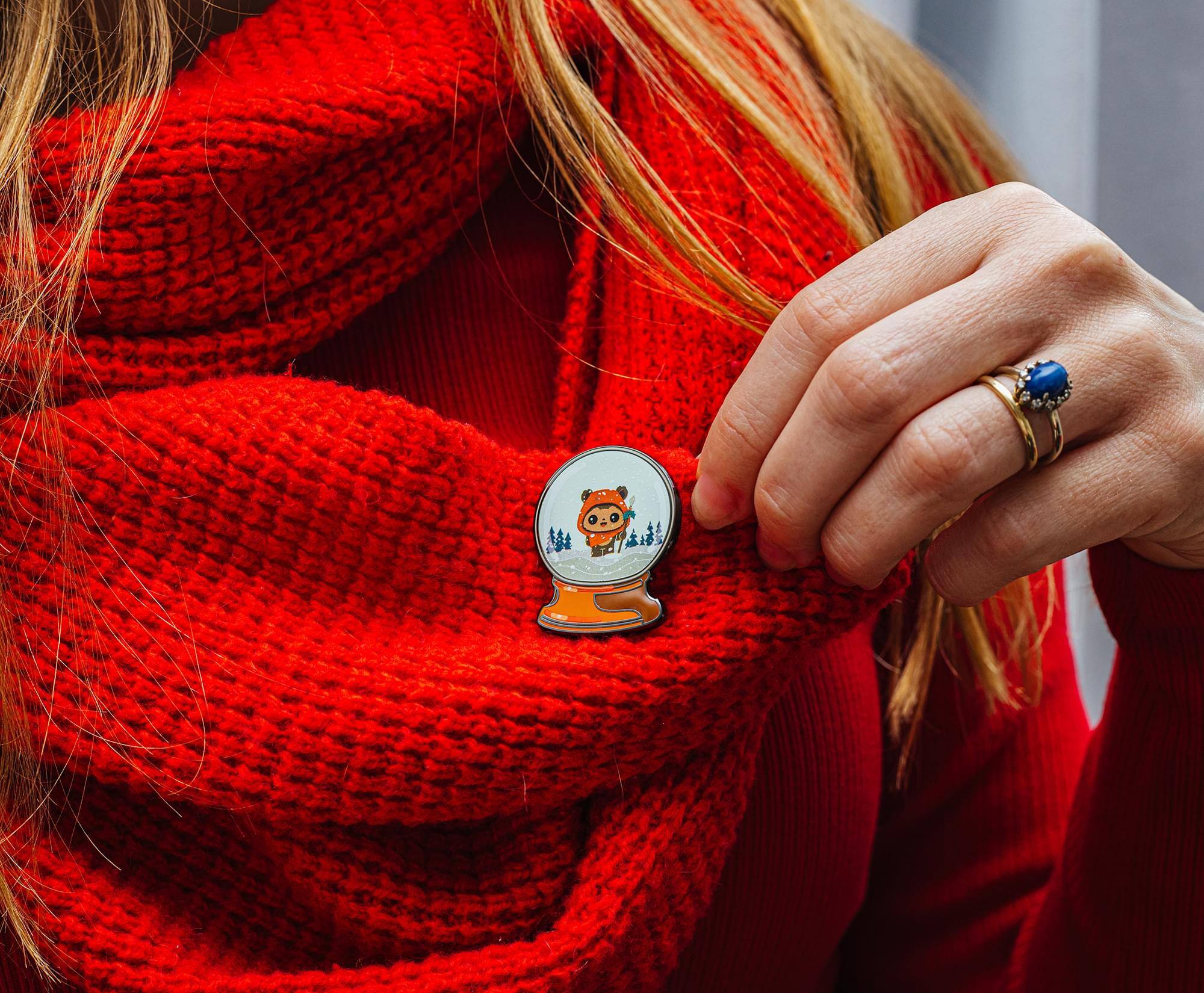 Alt View 3. Star Wars - Star Wars Wicket Holiday Winter Snow Globe Enamel Pin - Multi-Color.