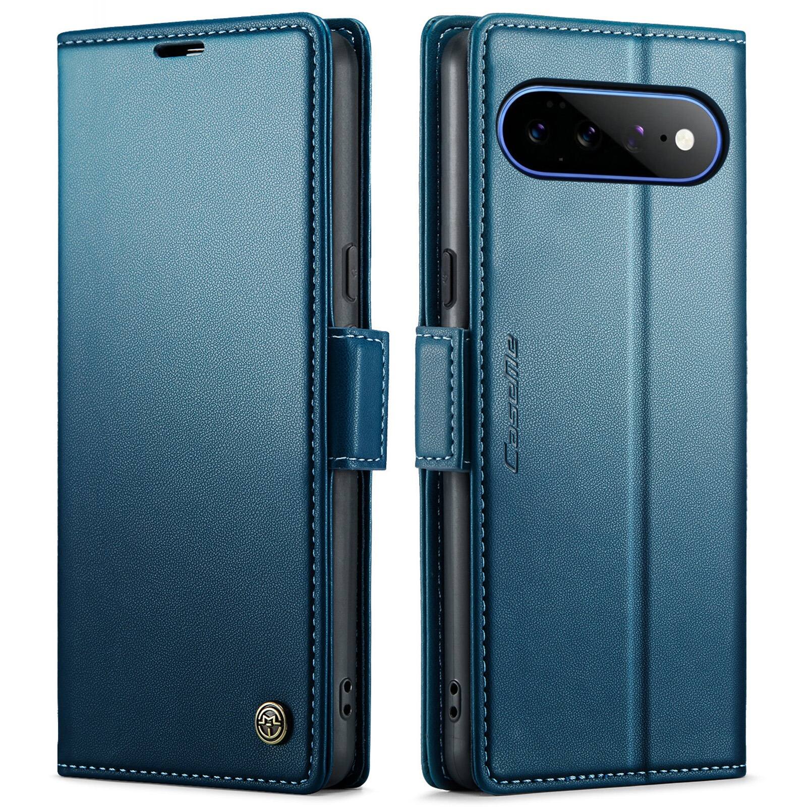 Angle. UUCOVER - Magnetic Wallet Case for Google Pixel 11 Pro XL,Shockproof Leather+TPU RFID Blocking Card Slots Cash Pocket Stand Cover - Blue.