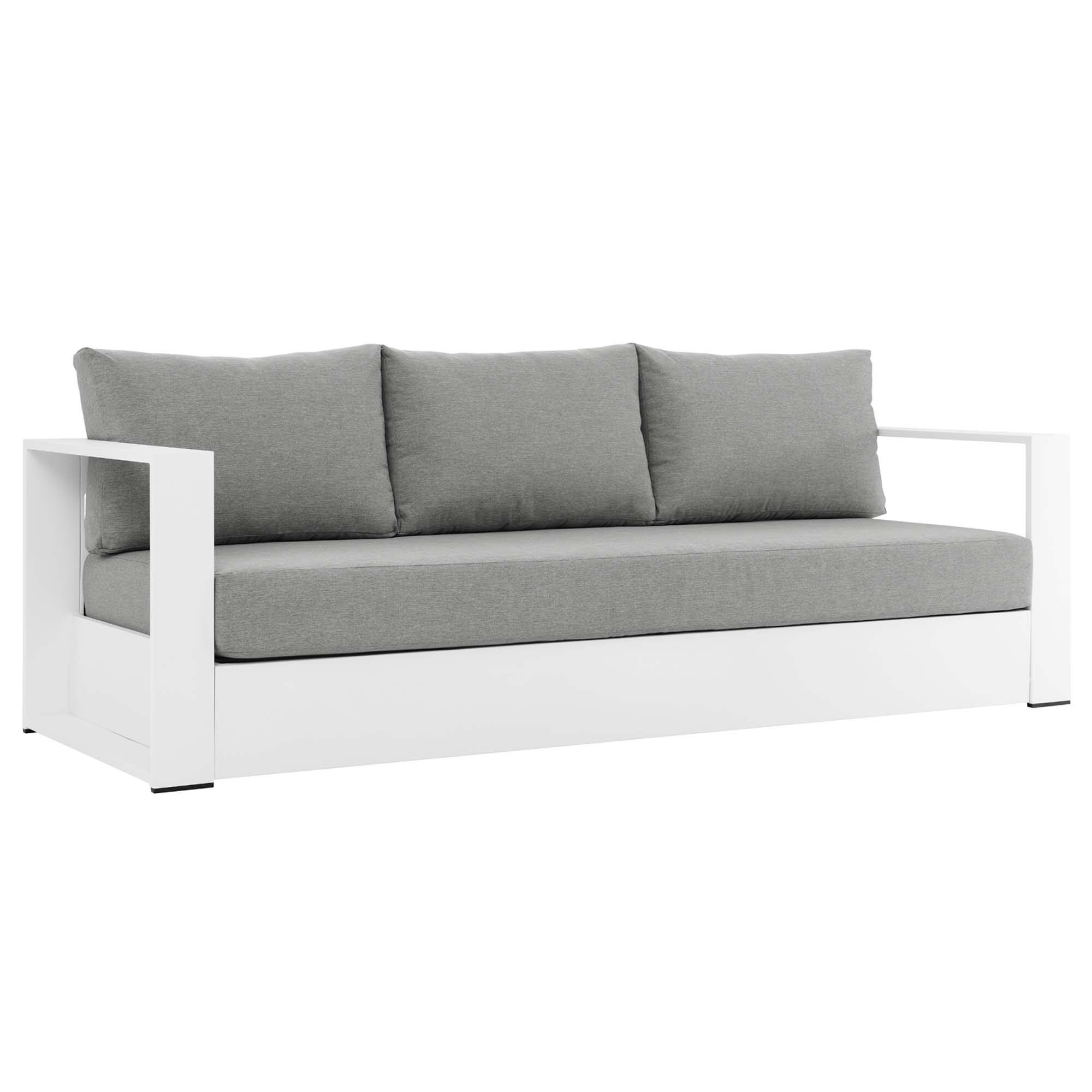 Angle. Modway - Tahoe Outdoor Patio Powder-Coated Aluminum Sofa by Modway - White Gray.