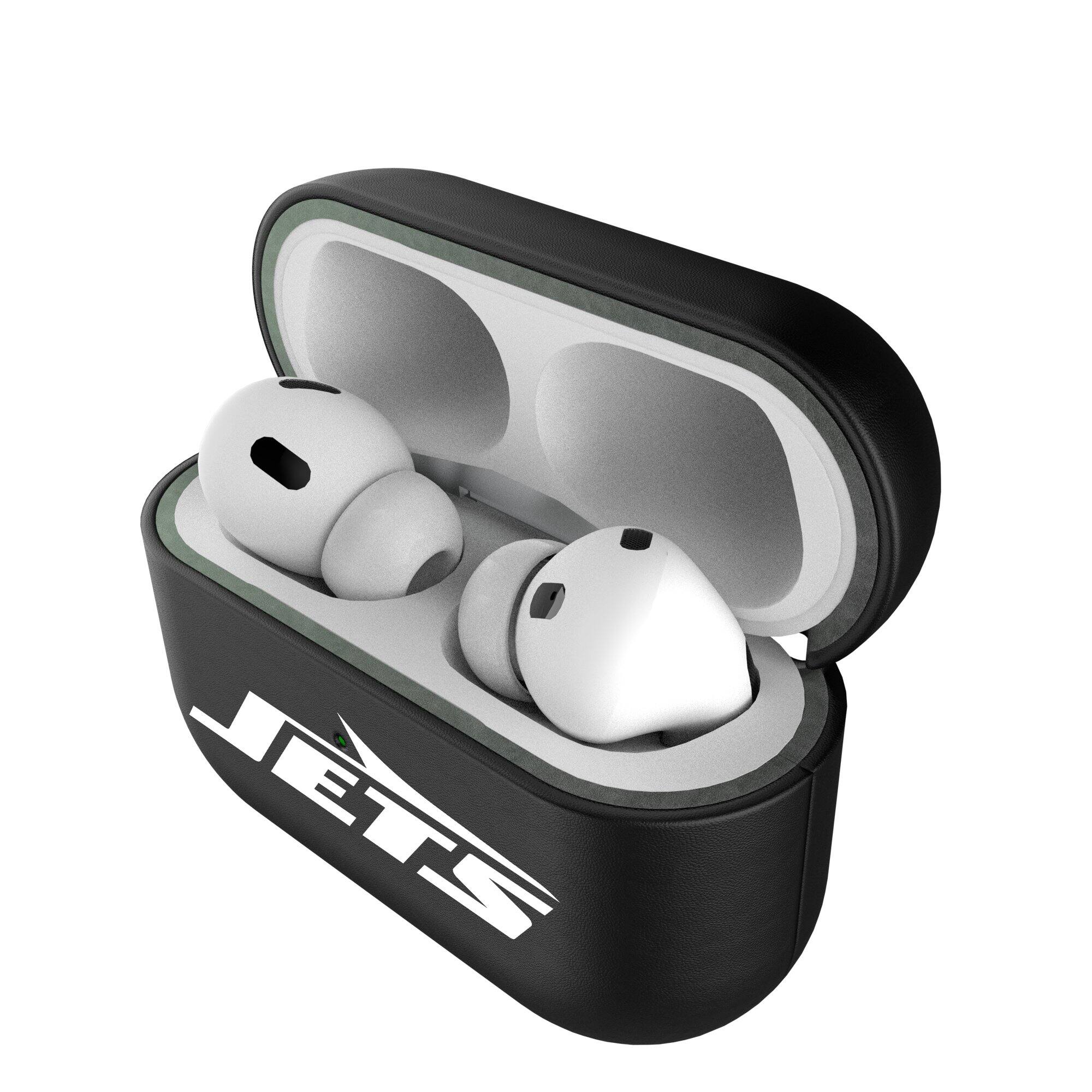 Alt View 3. Keyscaper - New York Jets Insignia 1st Gen AirPods Pro Case Cover - Black.