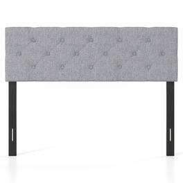Gymax - Upholstered Headboard Queen/Full Size Tufted Linen Fabric Bed Frame Mount Panel - Gray