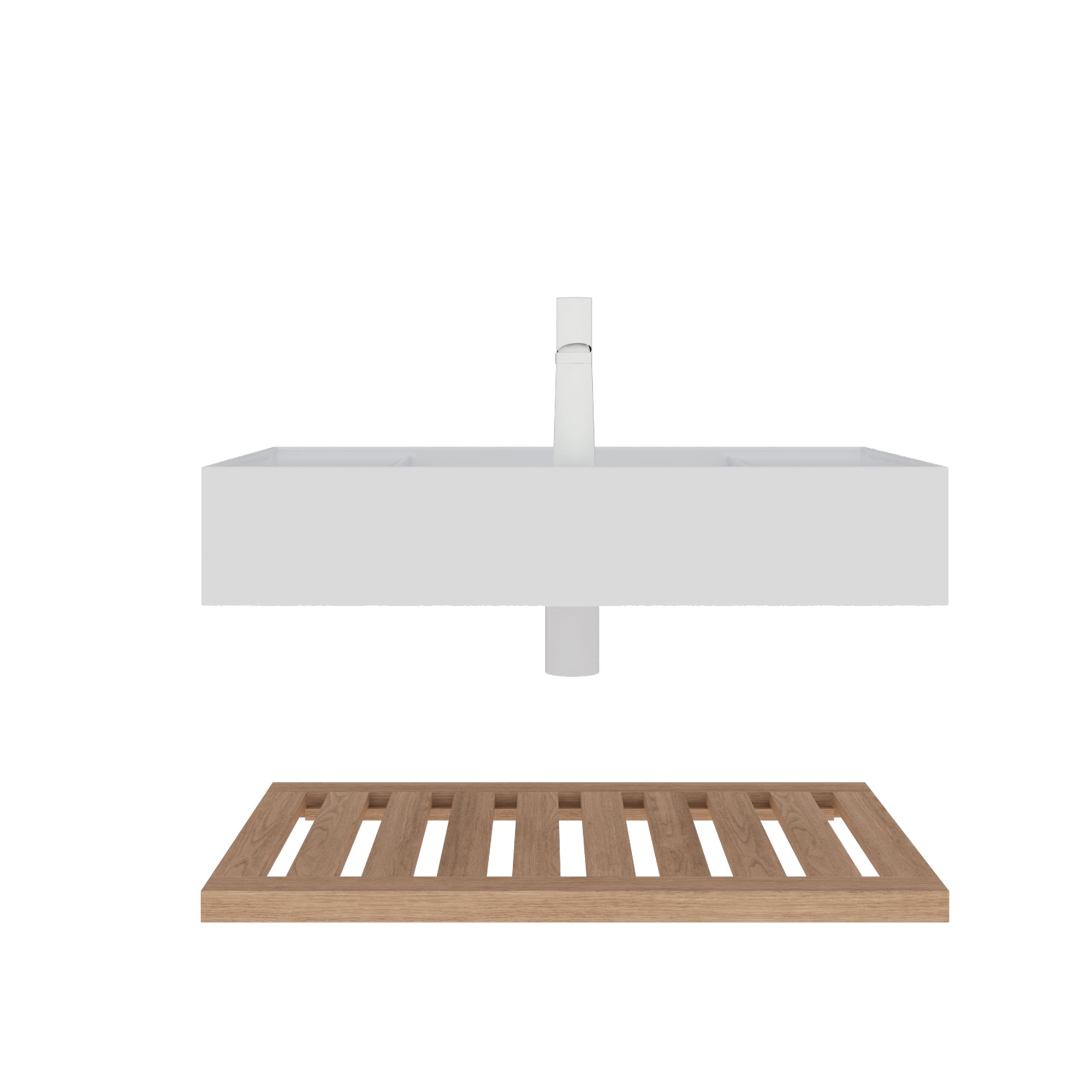 Alt View 3. Boyel Living - 30 Bathroom Vanity with White Rectangular Acrylic Integrated Basin Striped Shelves Natural Woodgrain - Natural Wood,White.