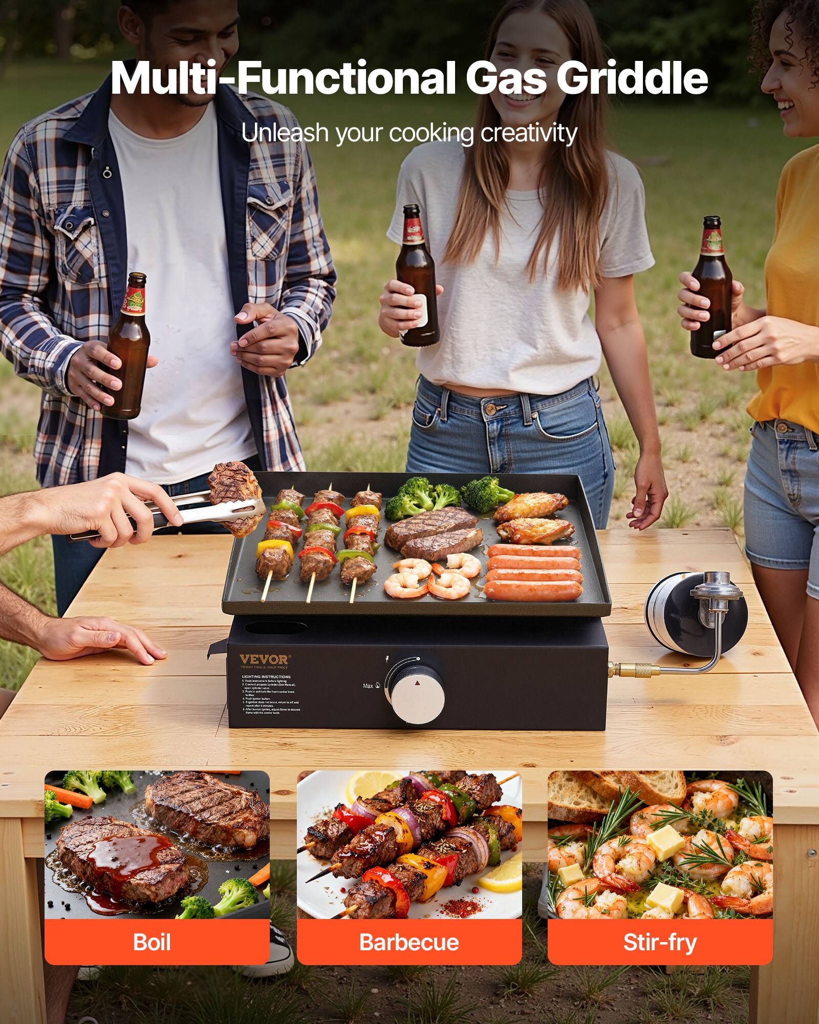 Multi-Functional Gas Griddle  
Unleash your cooking creativity  

Boil  
Barbecue  
Stir-fry