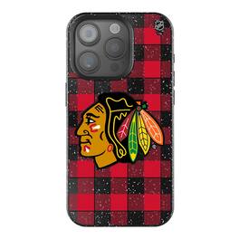 Keyscaper - NHL - Chicago Blackhawks Plaid Bling iPhone Case - 14 - Multicolor