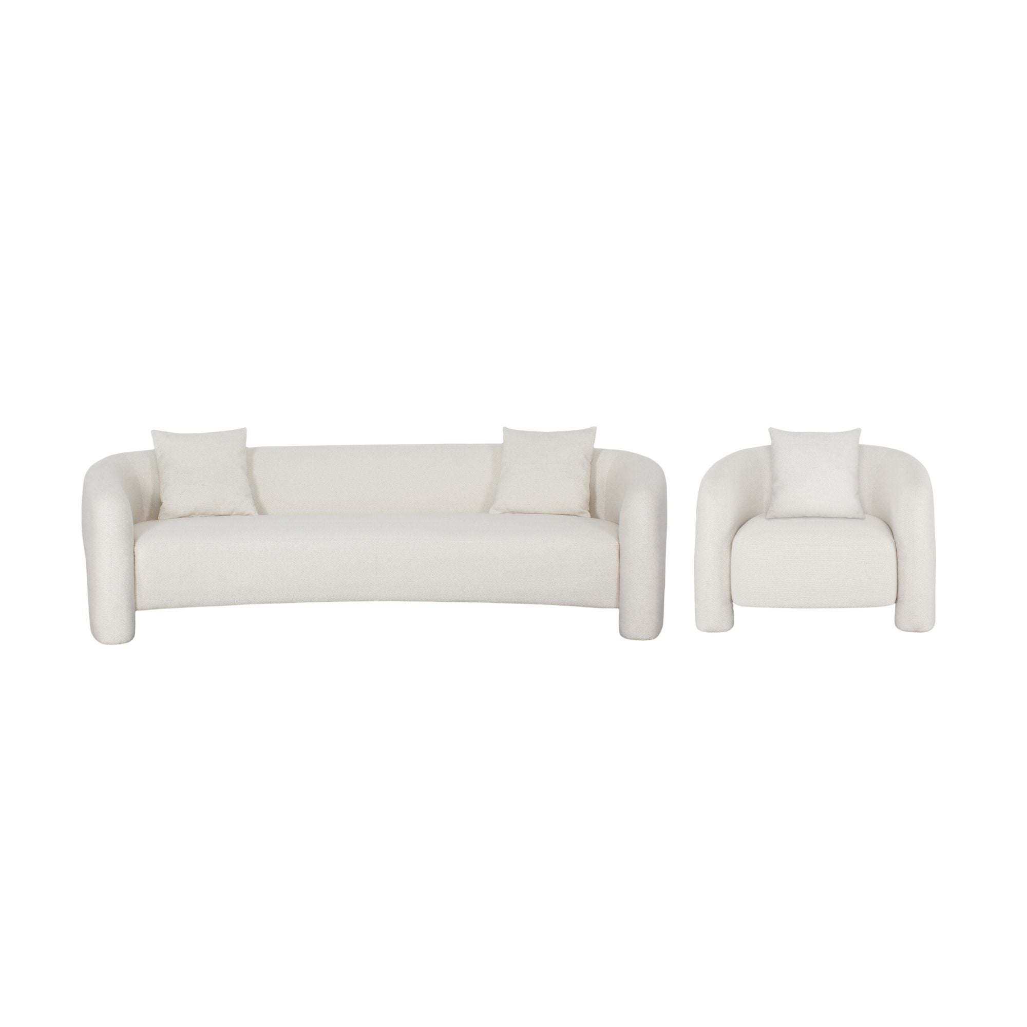 Front. Manhattan Comfort - Sylvia Modern Glam 2-Piece Sofa Set - Ivory.