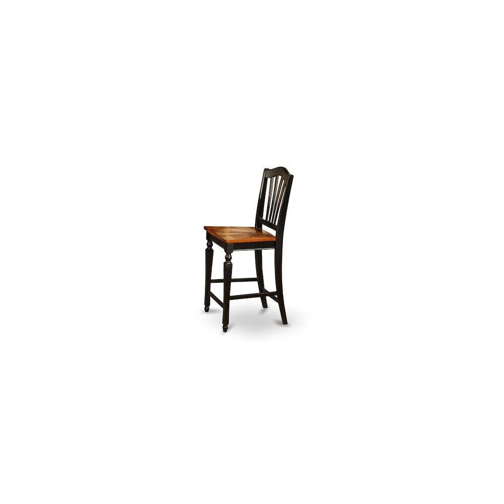 Angle. FurniFact - Elegant Counter Height Chairs – Wooden Bar Stools with Backs - Black & Cherry.