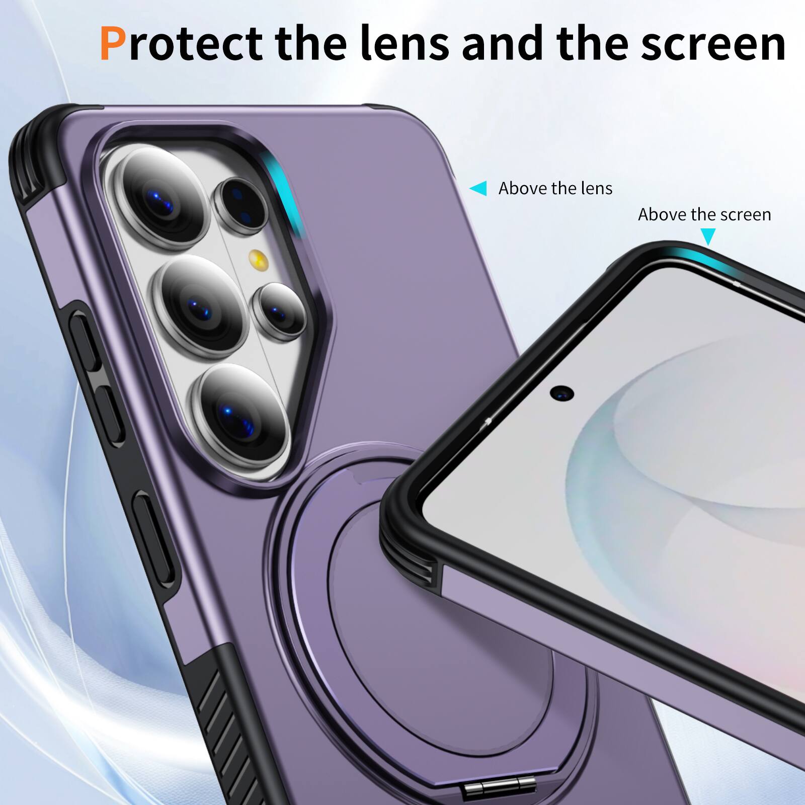 Protect the lens and the screen

Above the lens

Above the screen